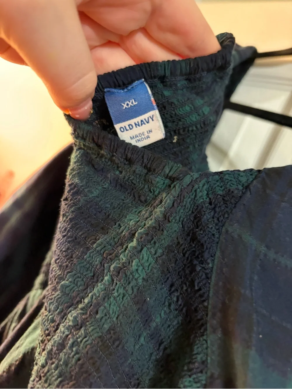Old Navy Plaid Long-Sleeve Smock Dress - Black & Green